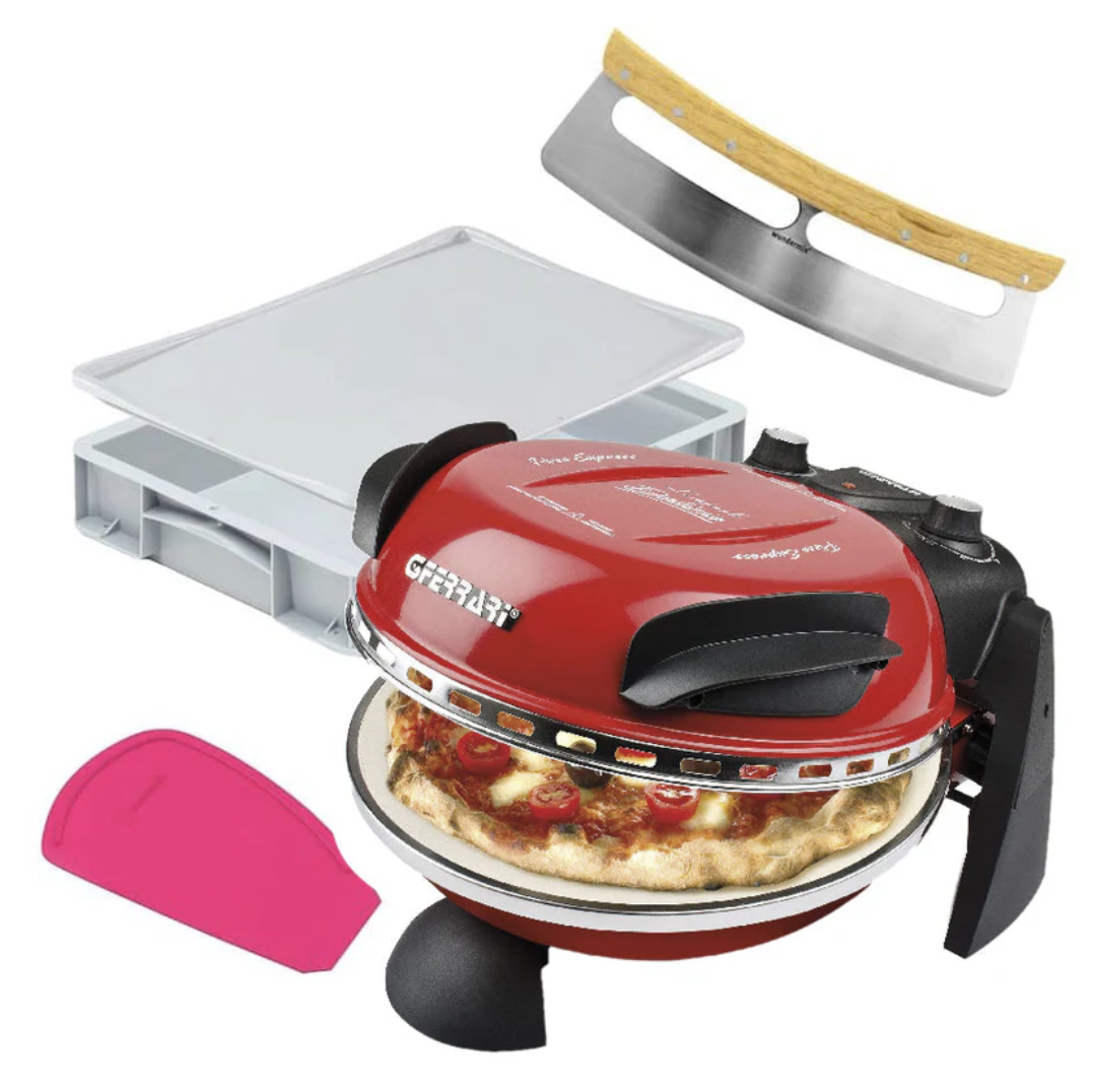 Pizza-Set mit G3Ferrari Pizzaofen, Teigballenbox, WunderCard® und Pizza-Wiegemesser