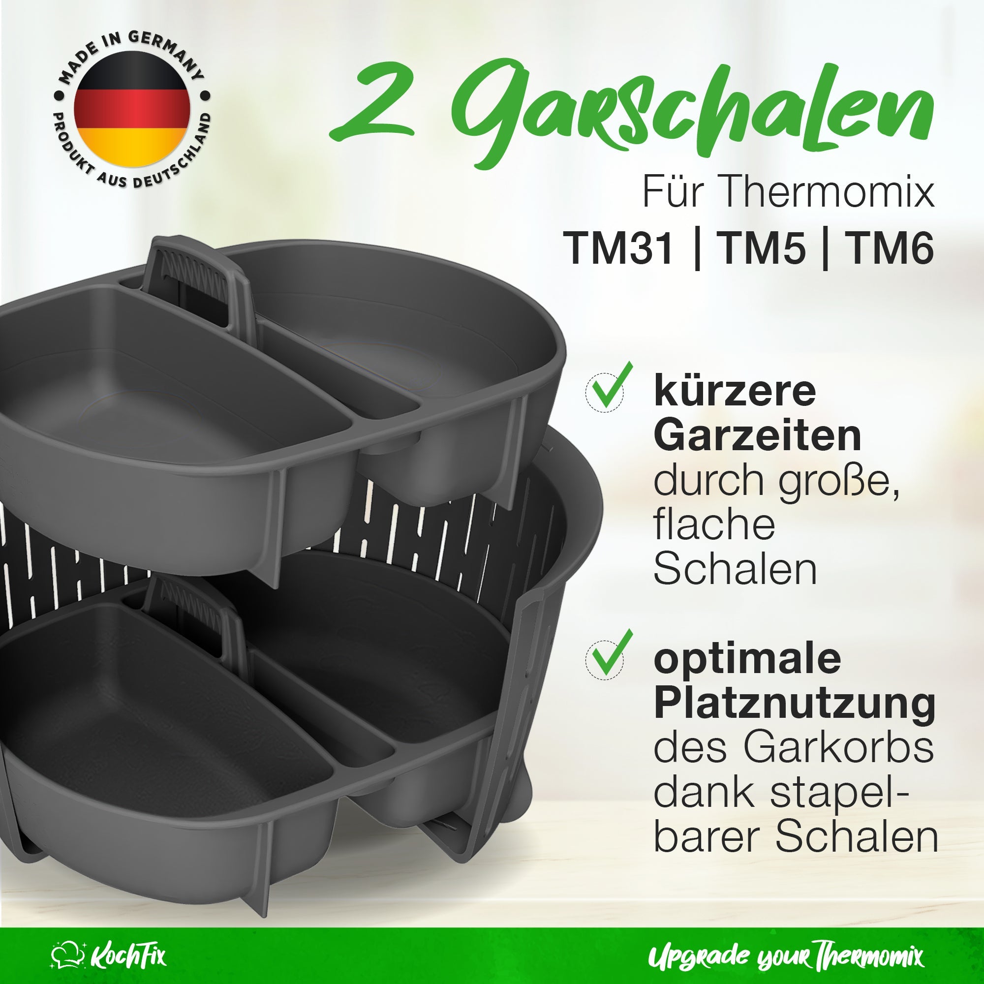 KochFix | 2er-Set Garschalen für Thermomix TM6, TM5, TM31