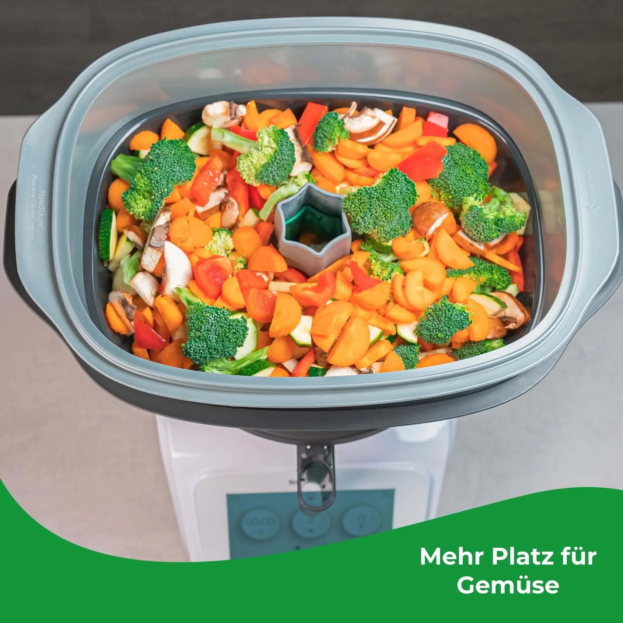 MaxiSteam® | Dampfgaraufsatz-Vergrößerung für Monsieur Cuisine Connect, Trend, Smart & Édition Plus - Wundermix GmbH