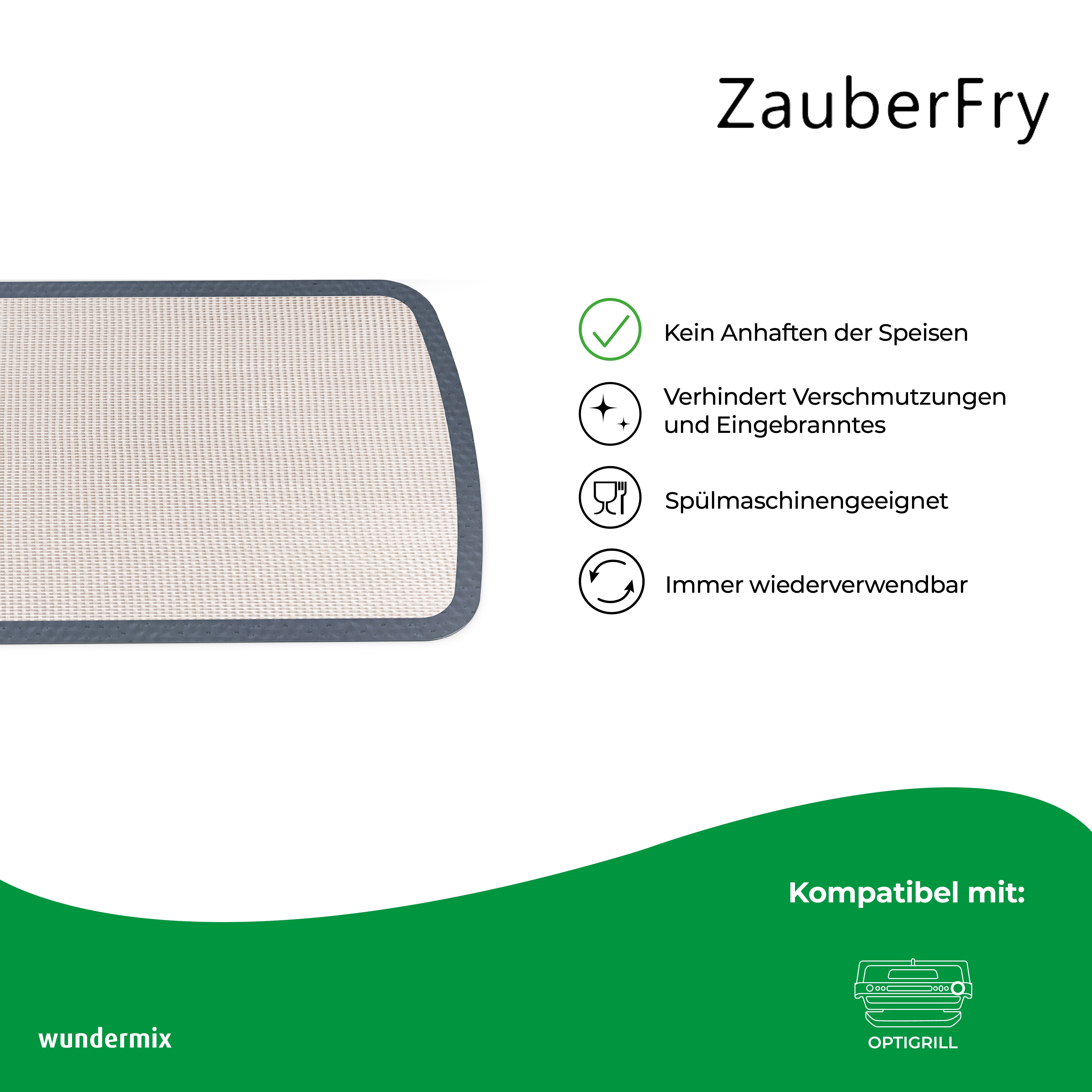 ZauberFry - Dauerbackmatten aus Silikon kompatibel mit Tefal OptiGrill