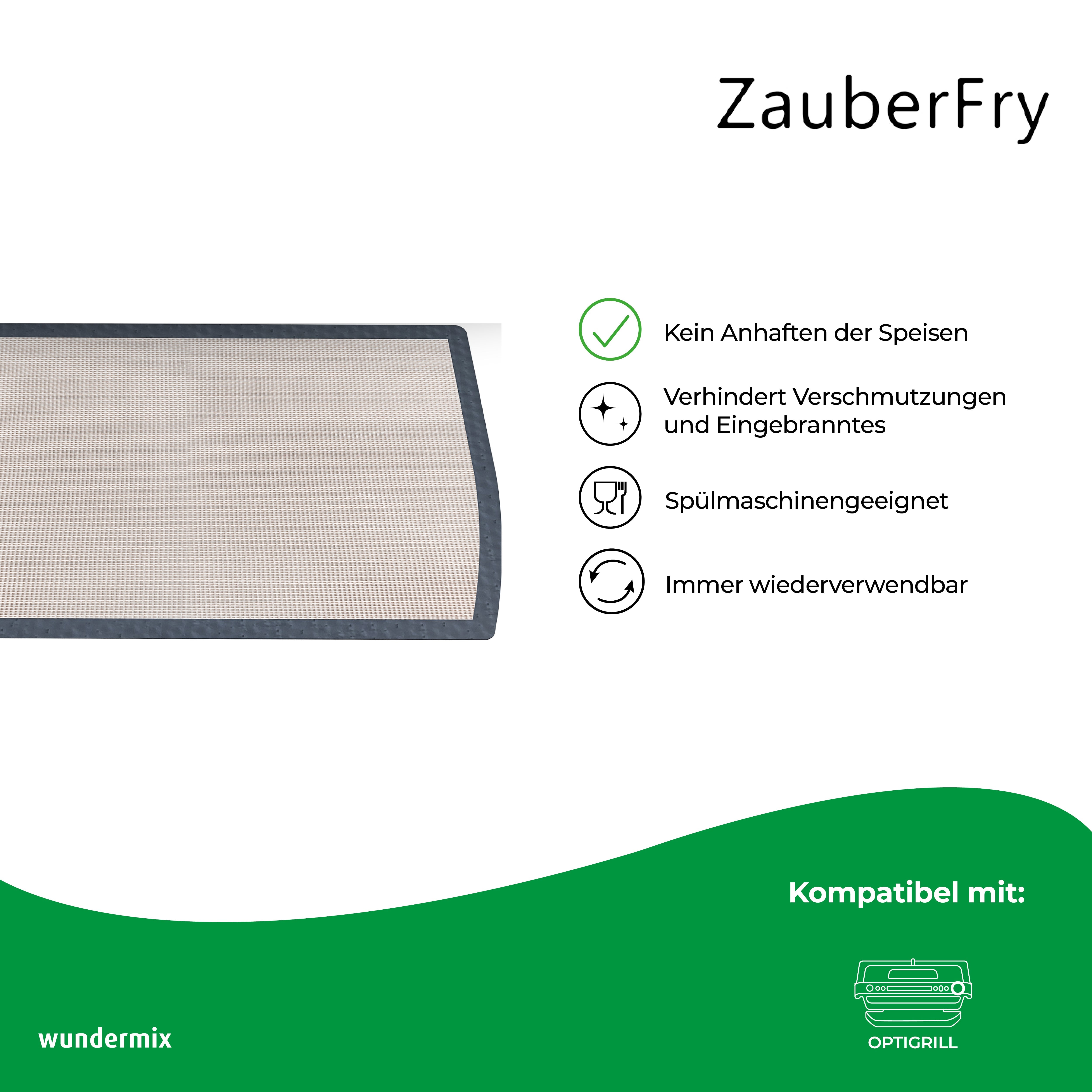 ZauberFry - Dauerbackmatten aus Silikon kompatibel mit Tefal OptiGrill XL