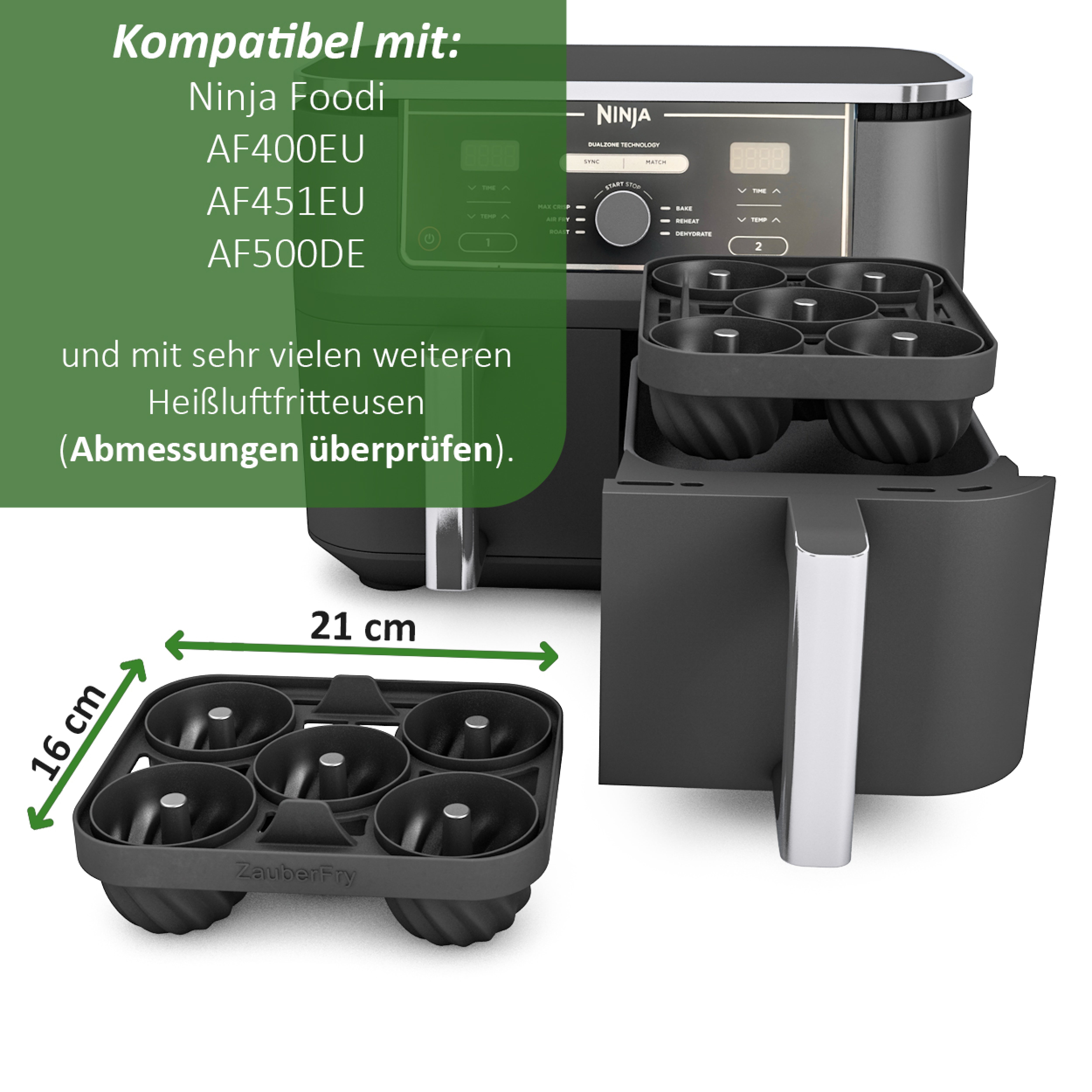 ZauberFry - Backform „Mini-Gugelhupf“ kompatibel mit Ninja Airfryer  (2er-Set)