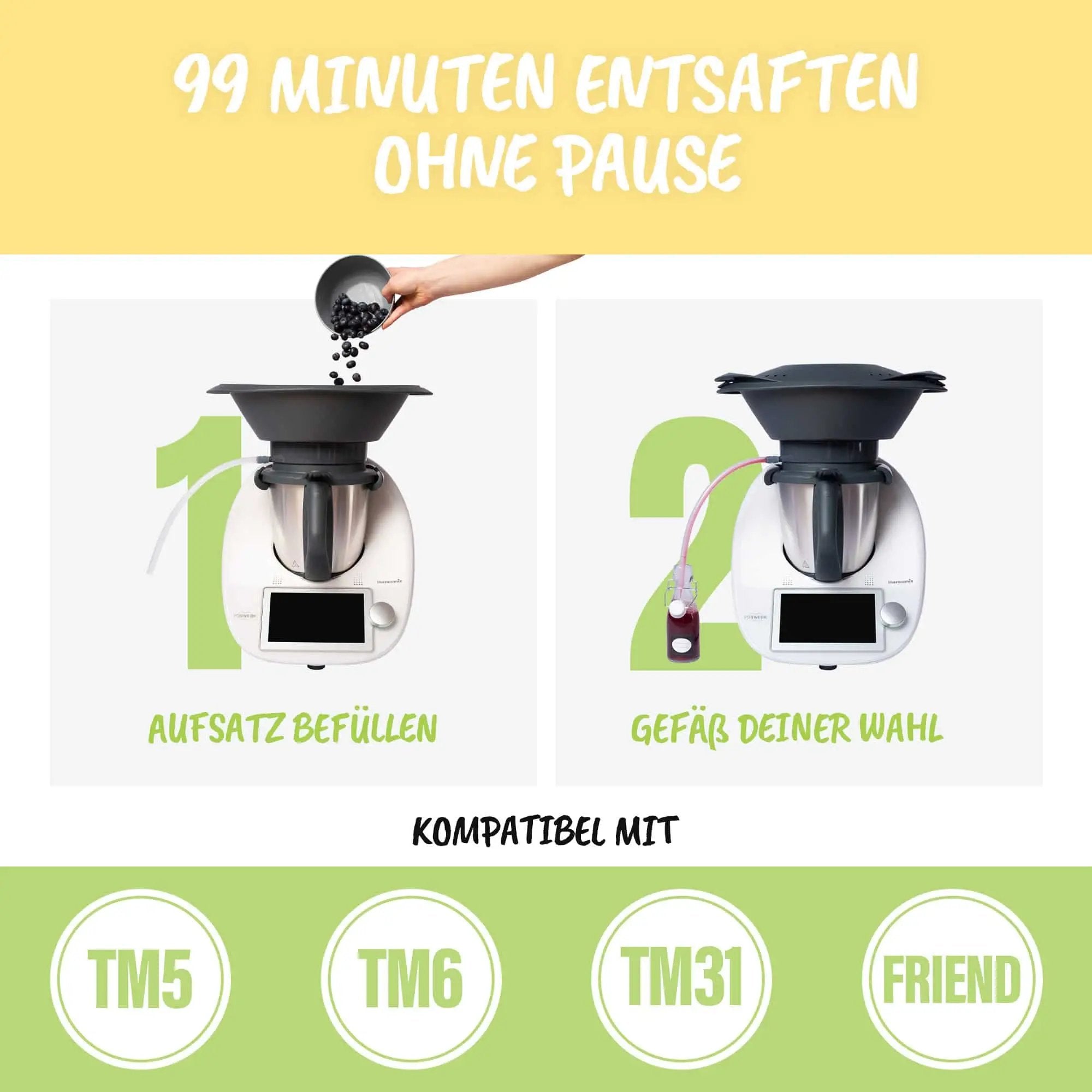 Dampfentsafter-Aufsatz von MixFino® für Thermomix TM6, TM5, TM31 und TM Friend - Wundermix GmbH