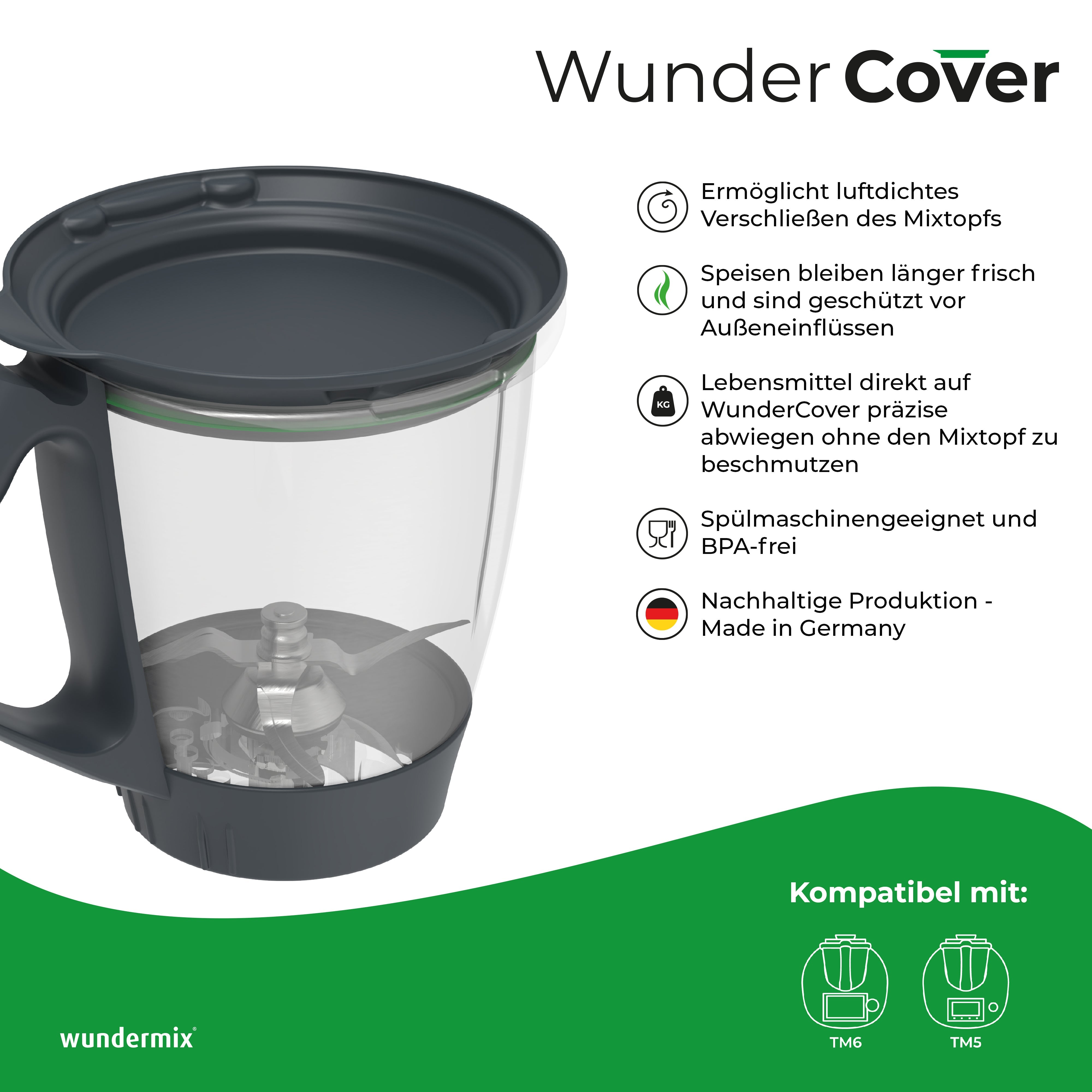 WunderCover® | Frischhalte-Deckel mit Wiegefunktion für Thermomix TM6, TM5