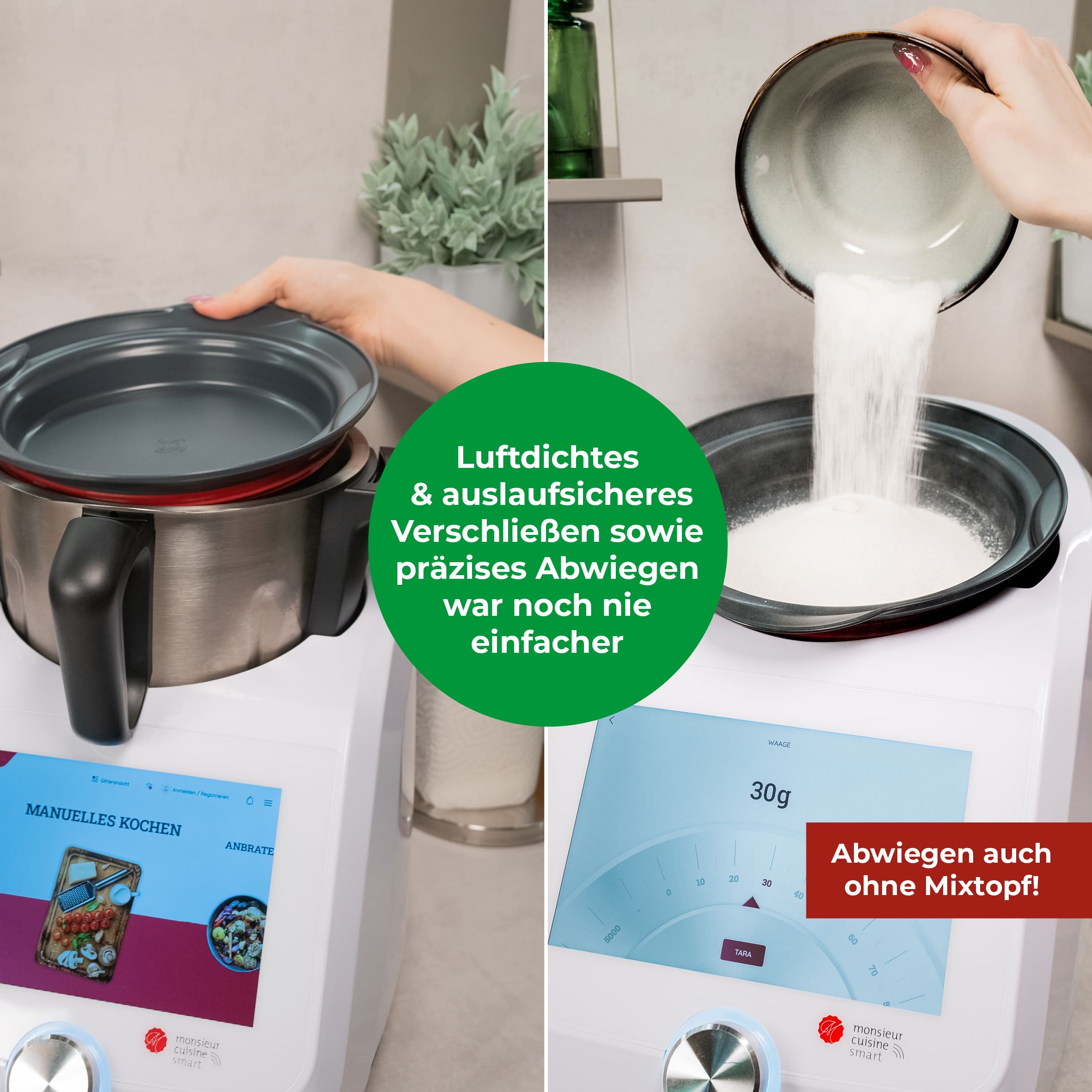 WunderCover® | Frischhalte-Deckel mit Wiegefunktion für Monsieur Cuisine Smart, Trend und Connect