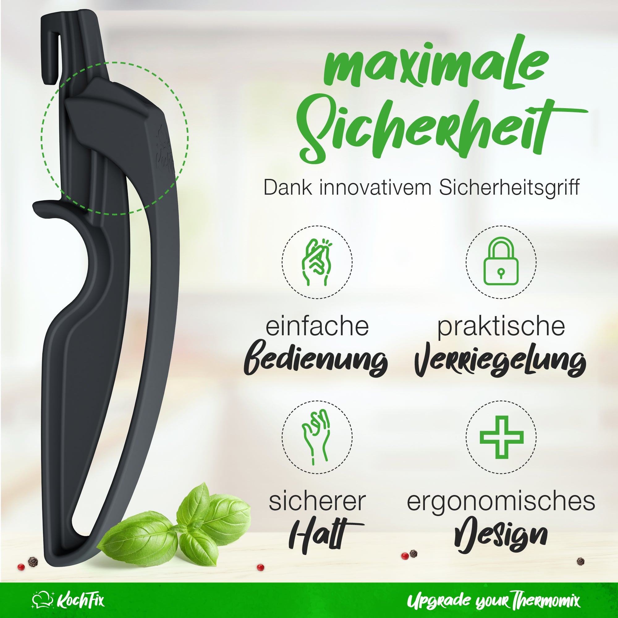 KochFix | Griff für Thermomix-Garkörbchen / Gareinsatz für Thermomix TM6, TM5, TM31