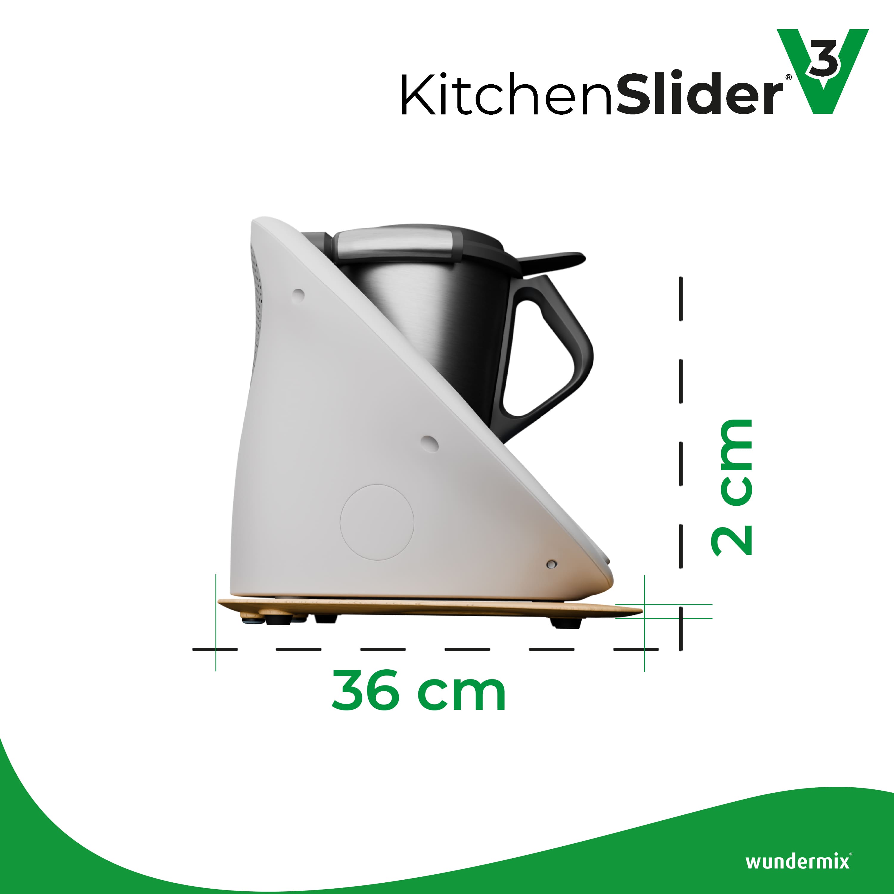 KitchenSlider® H | V3 | Echtholz Premium-Gleitbrett für Thermomix TM6, TM5