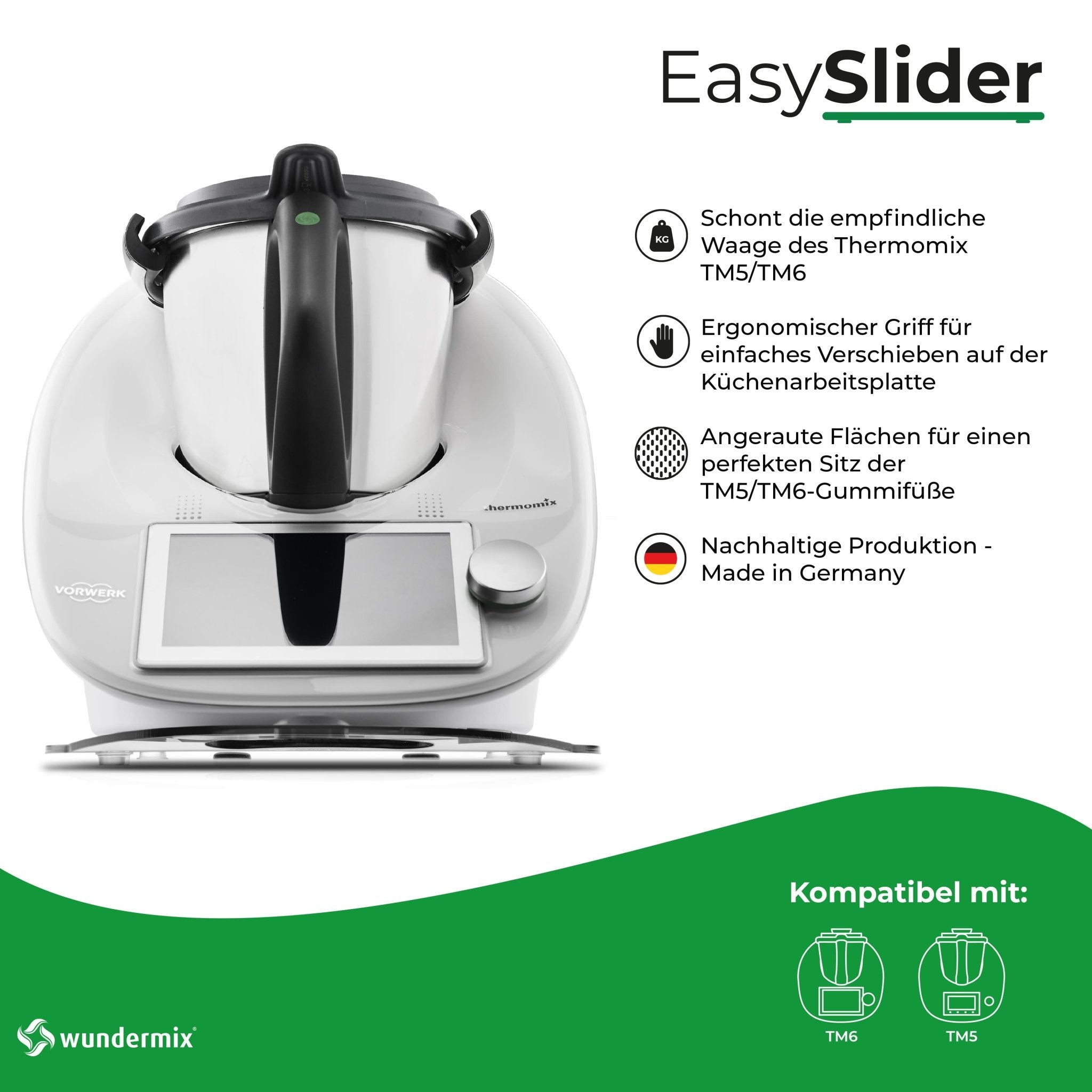 EasySlider® | Gleitbrett aus Acrylglas für Thermomix TM6, TM5 - Wundermix GmbH