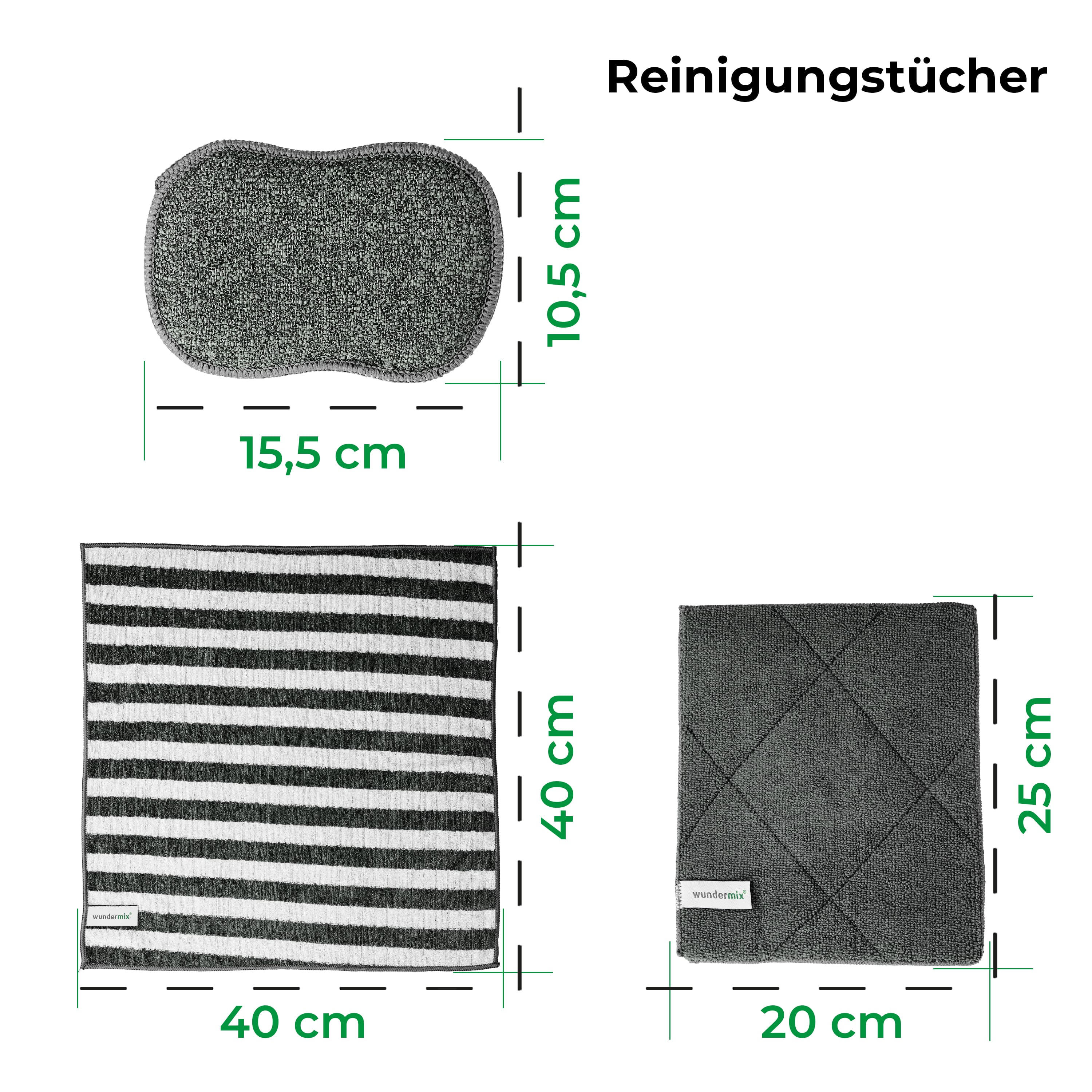 Reinigungstücher-Set aus Bambus- und Mikrofaser (3-tlg.)