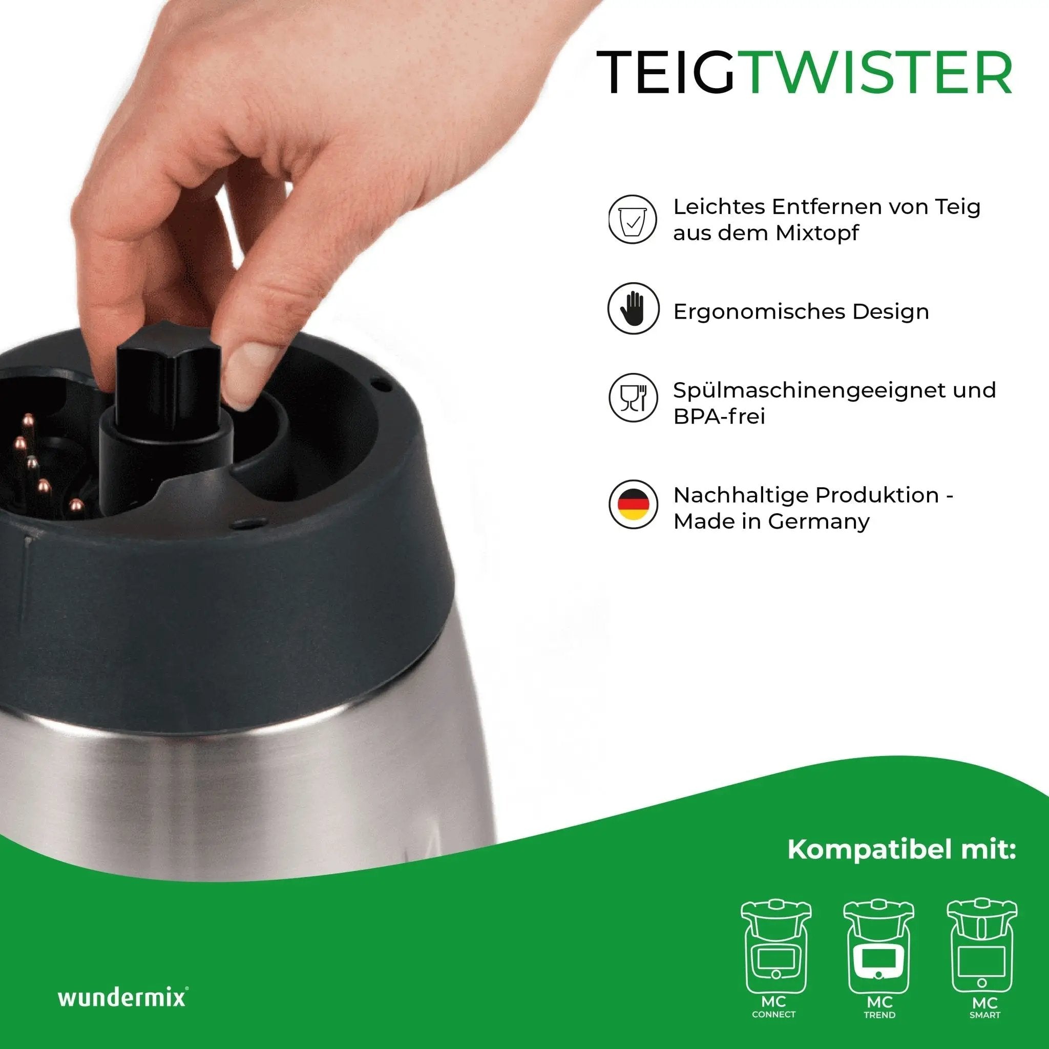 TeigTwister® für Monsieur Cuisine Connect, Trend, Smart | Teiglöser aus Kunststoff - Wundermix GmbH