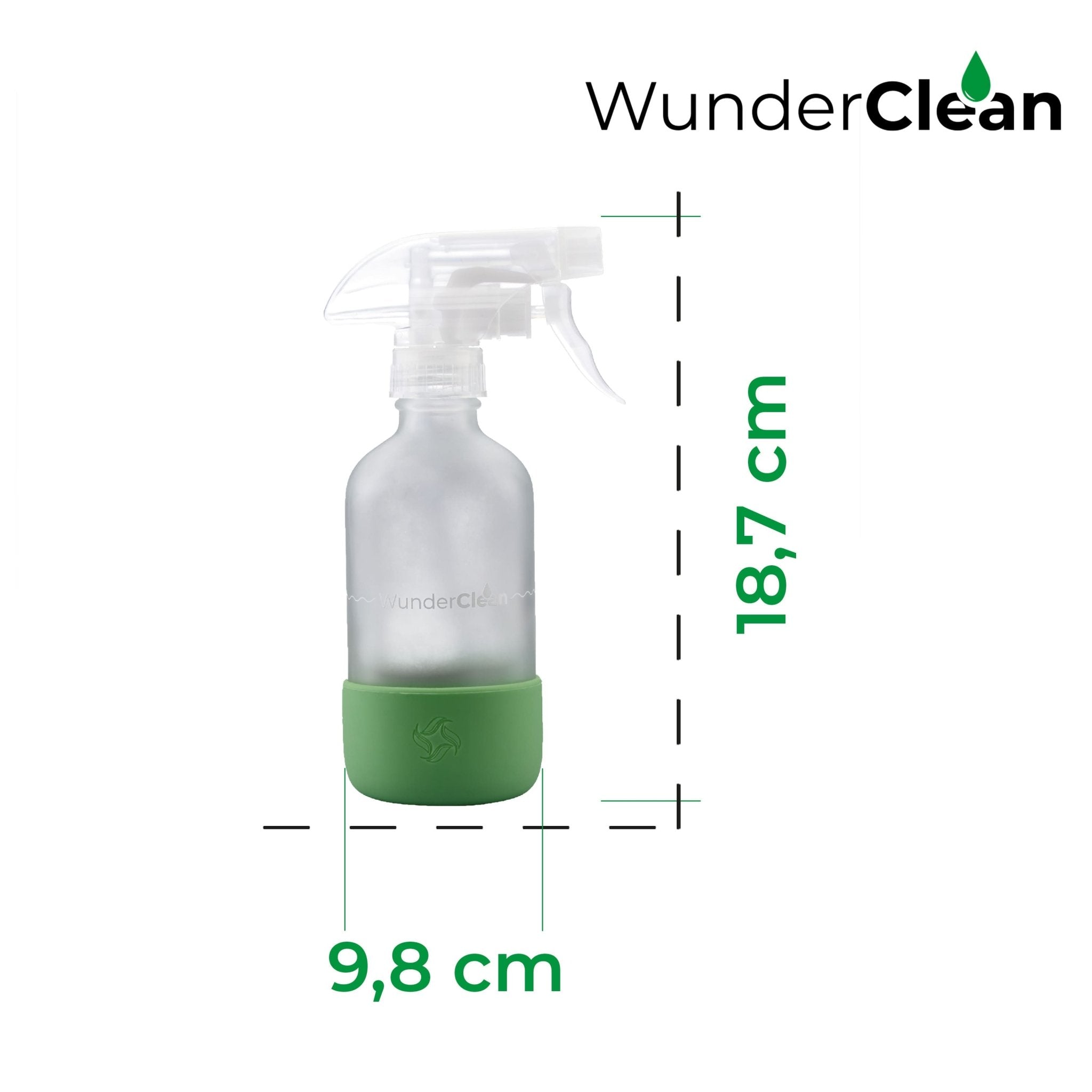 WunderClean Sprühflasche | 240 ml Glasflasche mit Silikon-Bruchschutz für WunderClean Reiniger - Wundermix GmbH