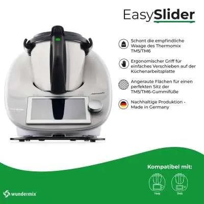 EasySlider® | Diamantschwarze Sonderedition | Gleitbrett aus Acrylglas für Thermomix TM6, TM5 - Wundermix GmbH